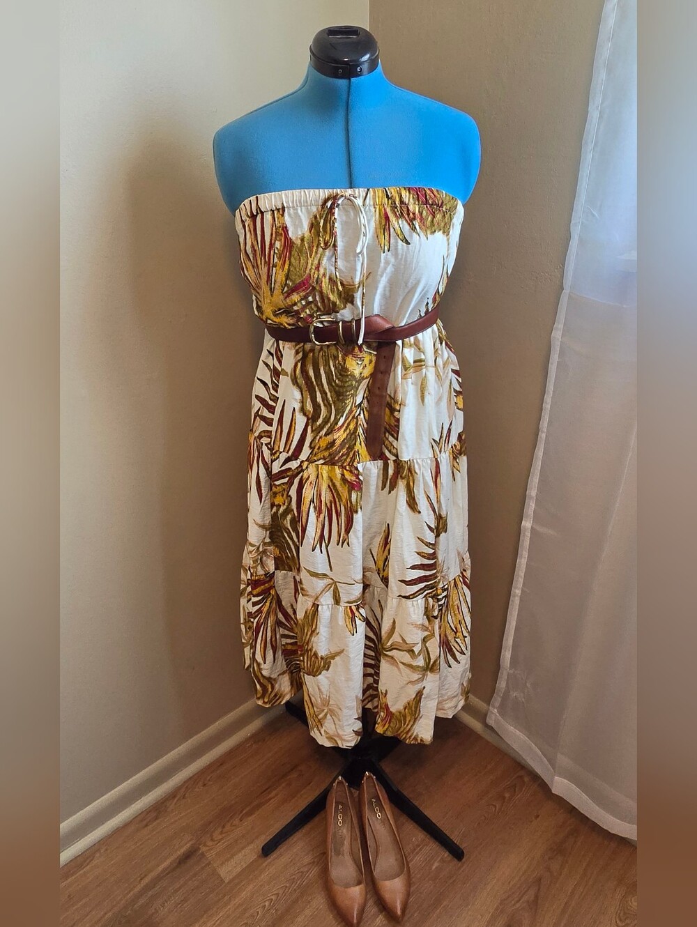 New York & Co Boho Floral Tiered Midi Dress